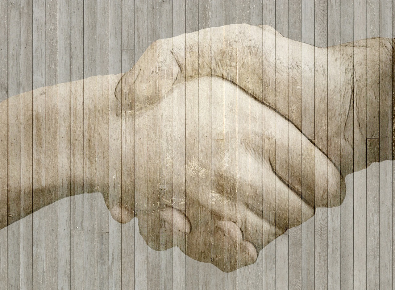 handshake hands wood free photo