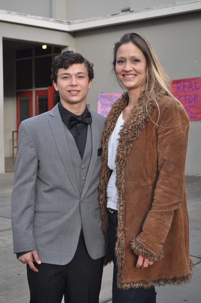 handsome mother and son suit free photo