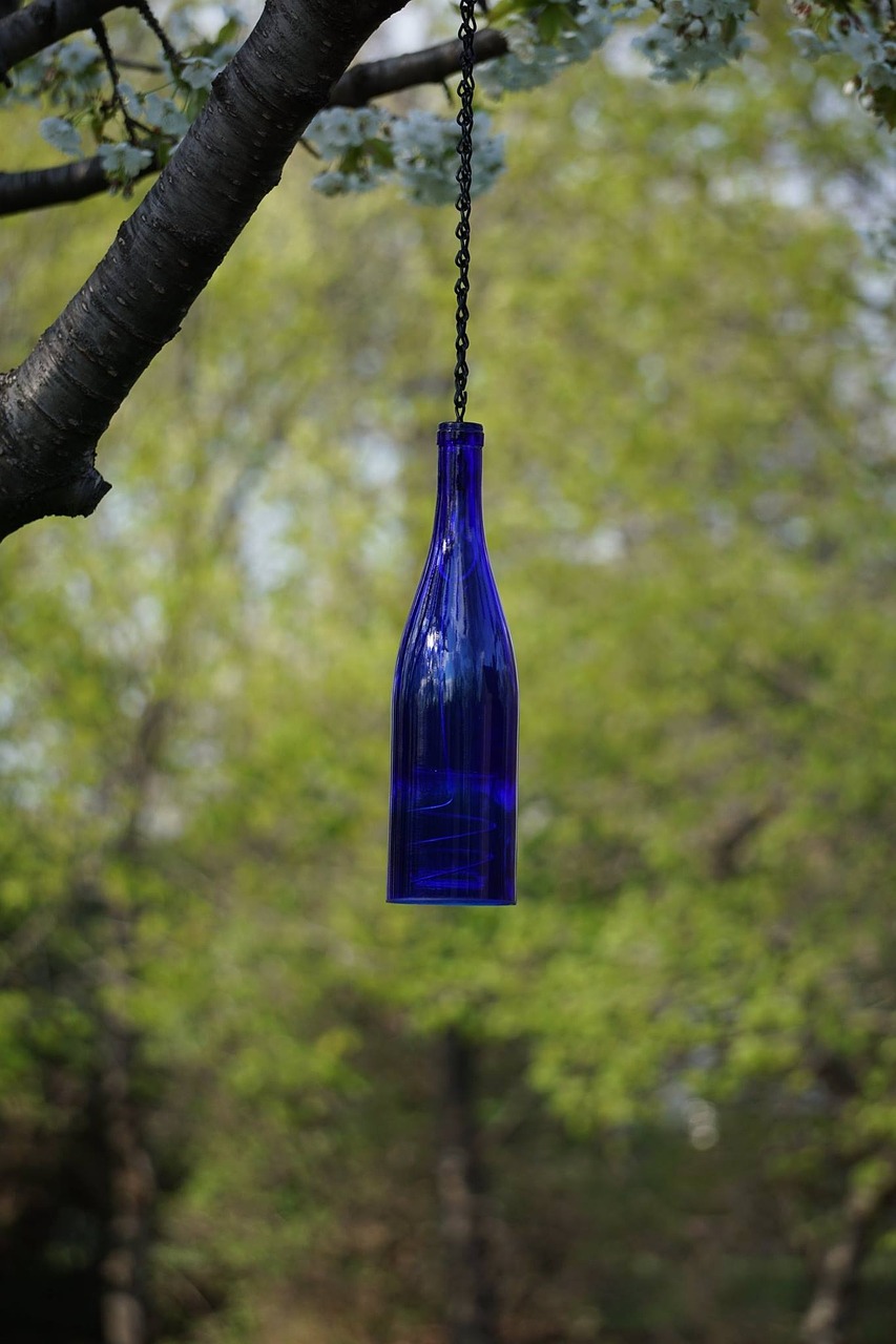 hanging bottle lantern cobalt blue free photo
