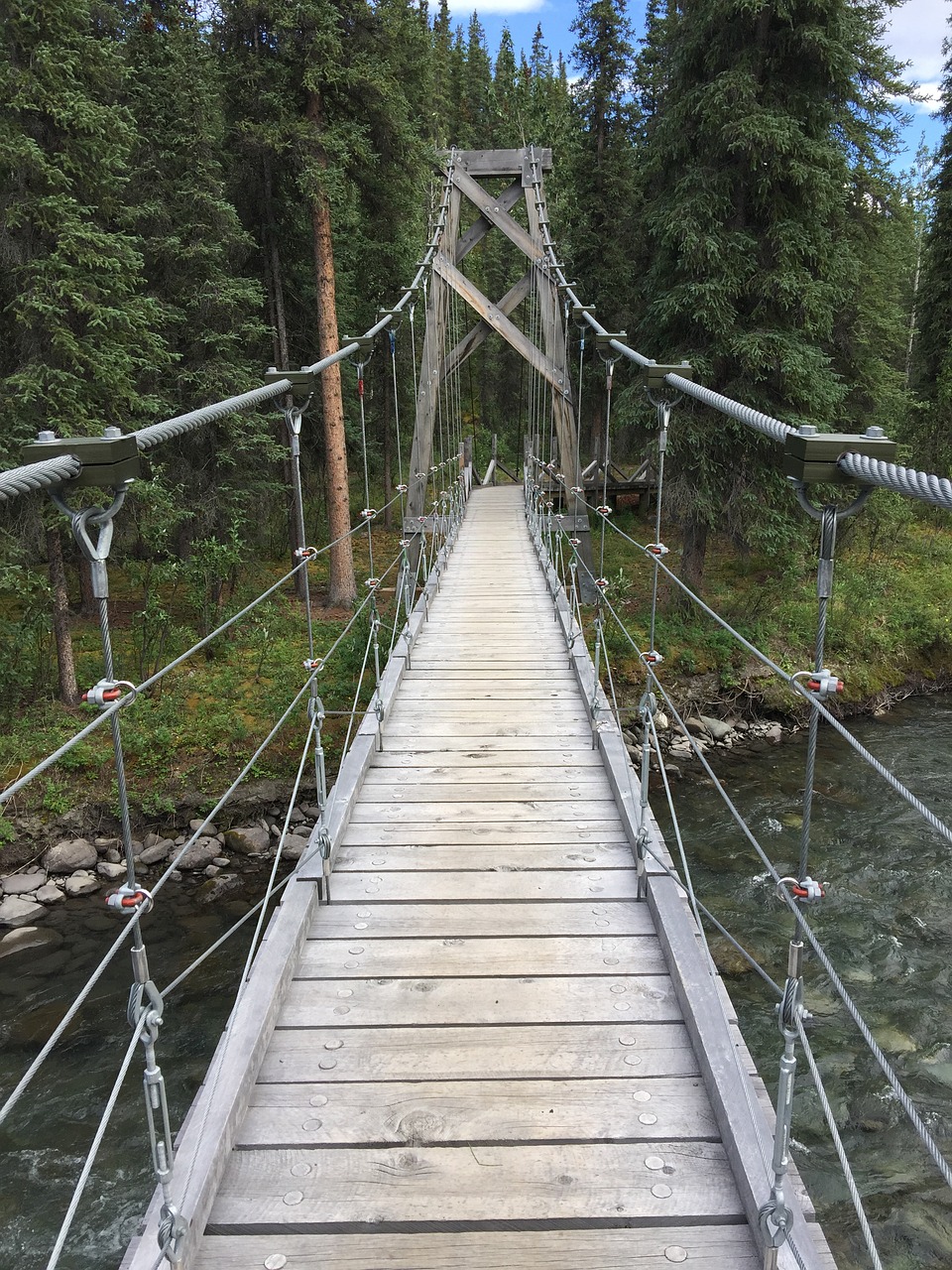 hanging bridge bridge river free photo