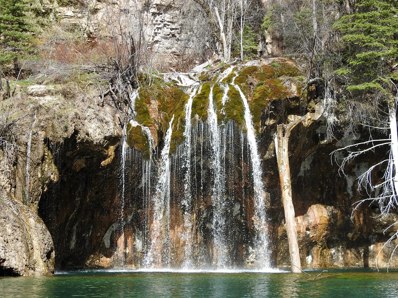 hanging lake waterfall nature free photo