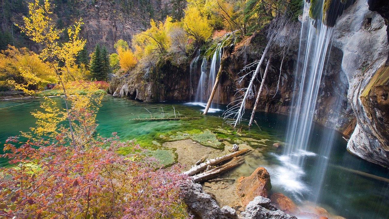 hanging lake co waterfall lake free photo