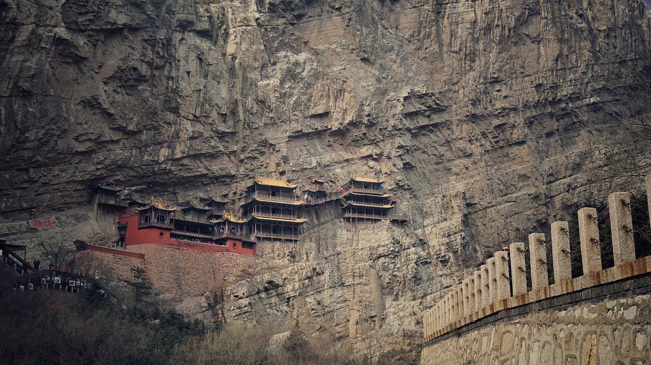 hanging temple china buddhism free photo