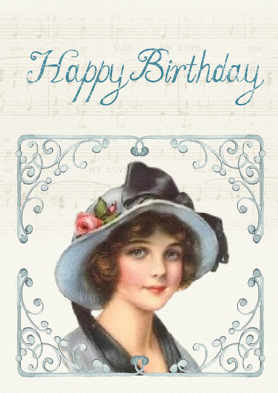 happy birthday greeting card vintage free photo