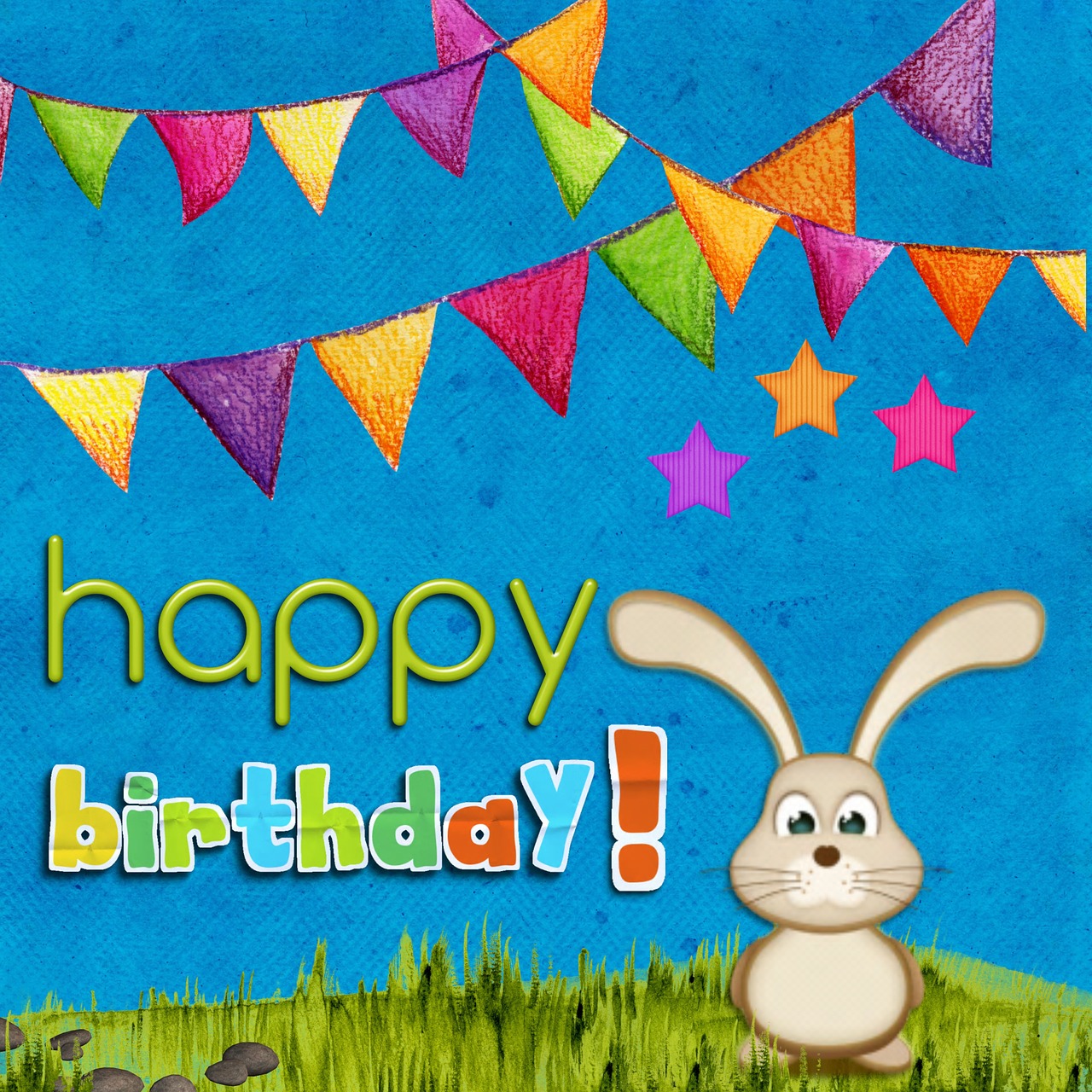 happy birthday bunny blue free photo