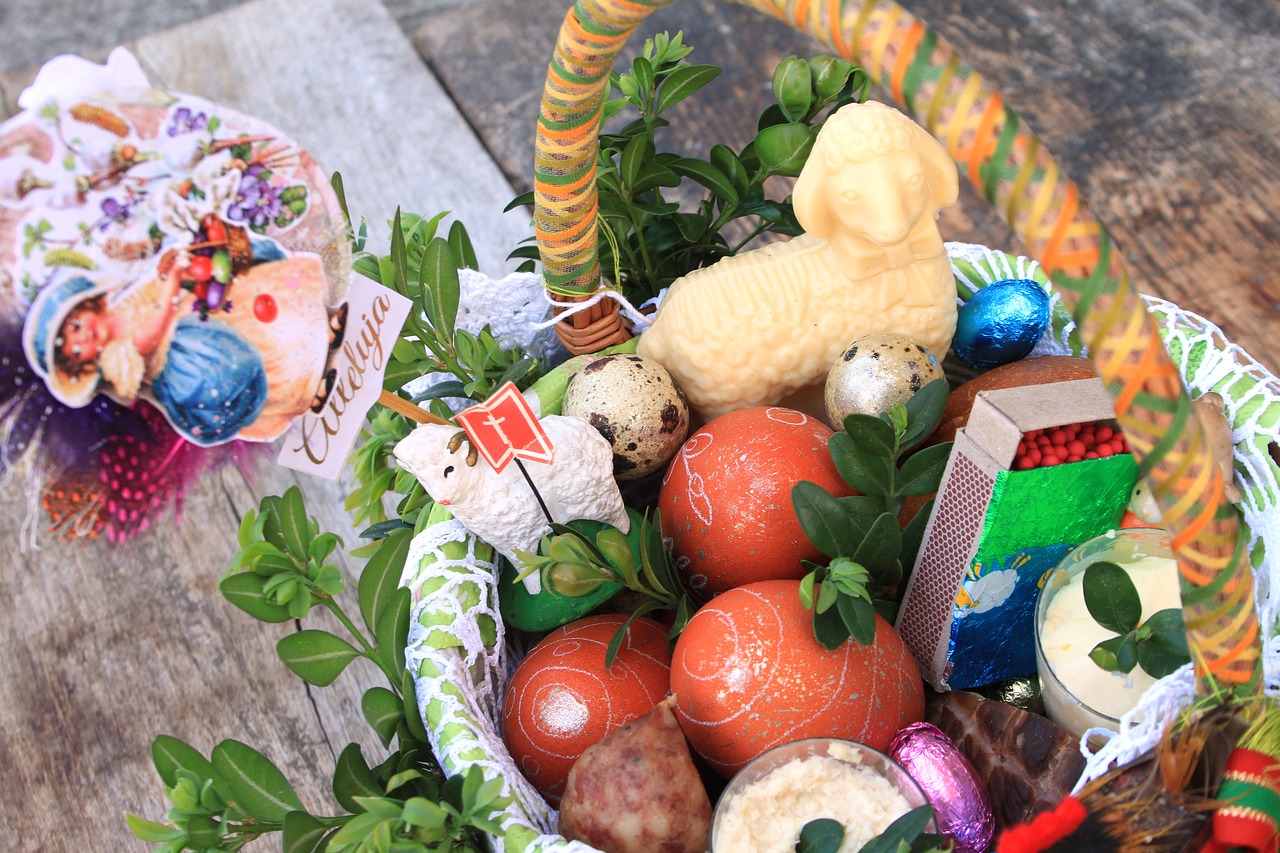happy easter  russian tradition  easter basket free photo