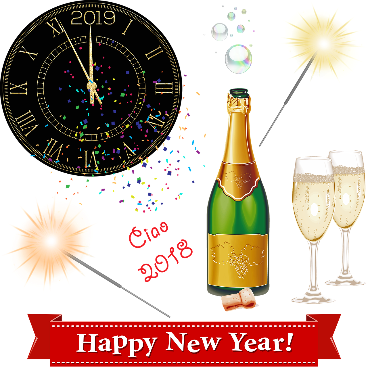 happy new year  clock  midnight free photo