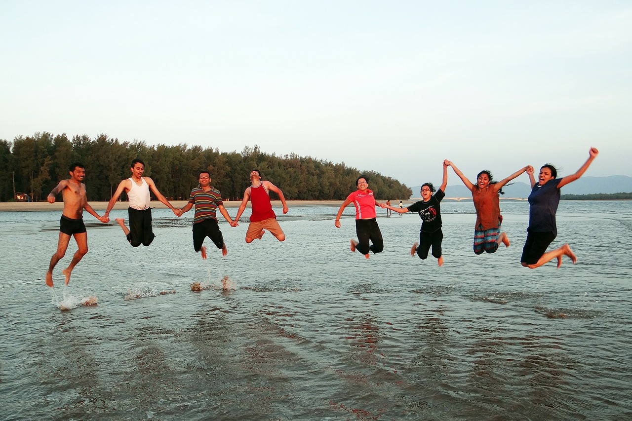 happy people happy jumping free photo