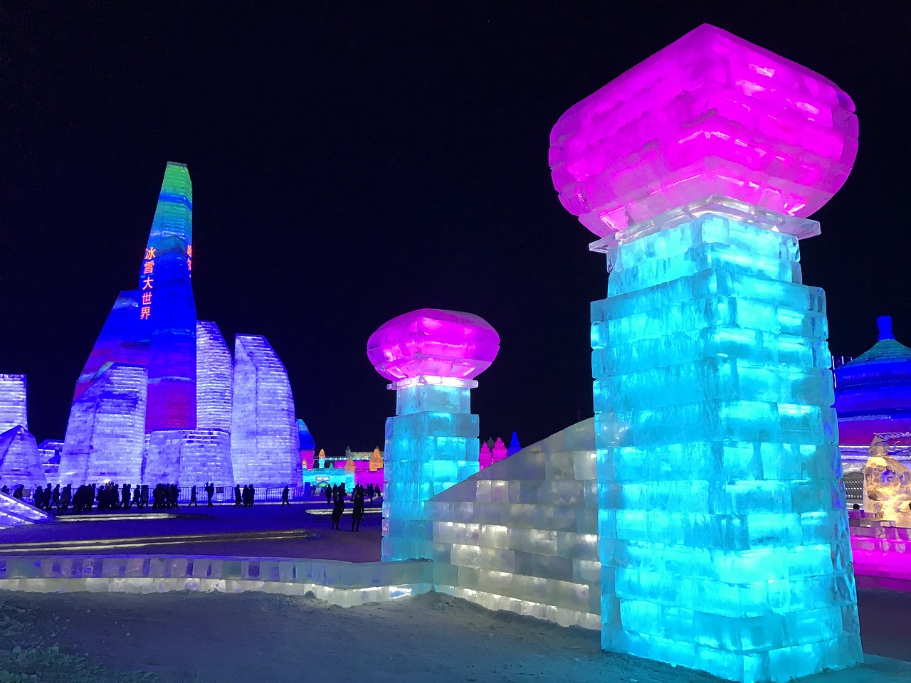 harbin ice and snow world ice sculpture free photo