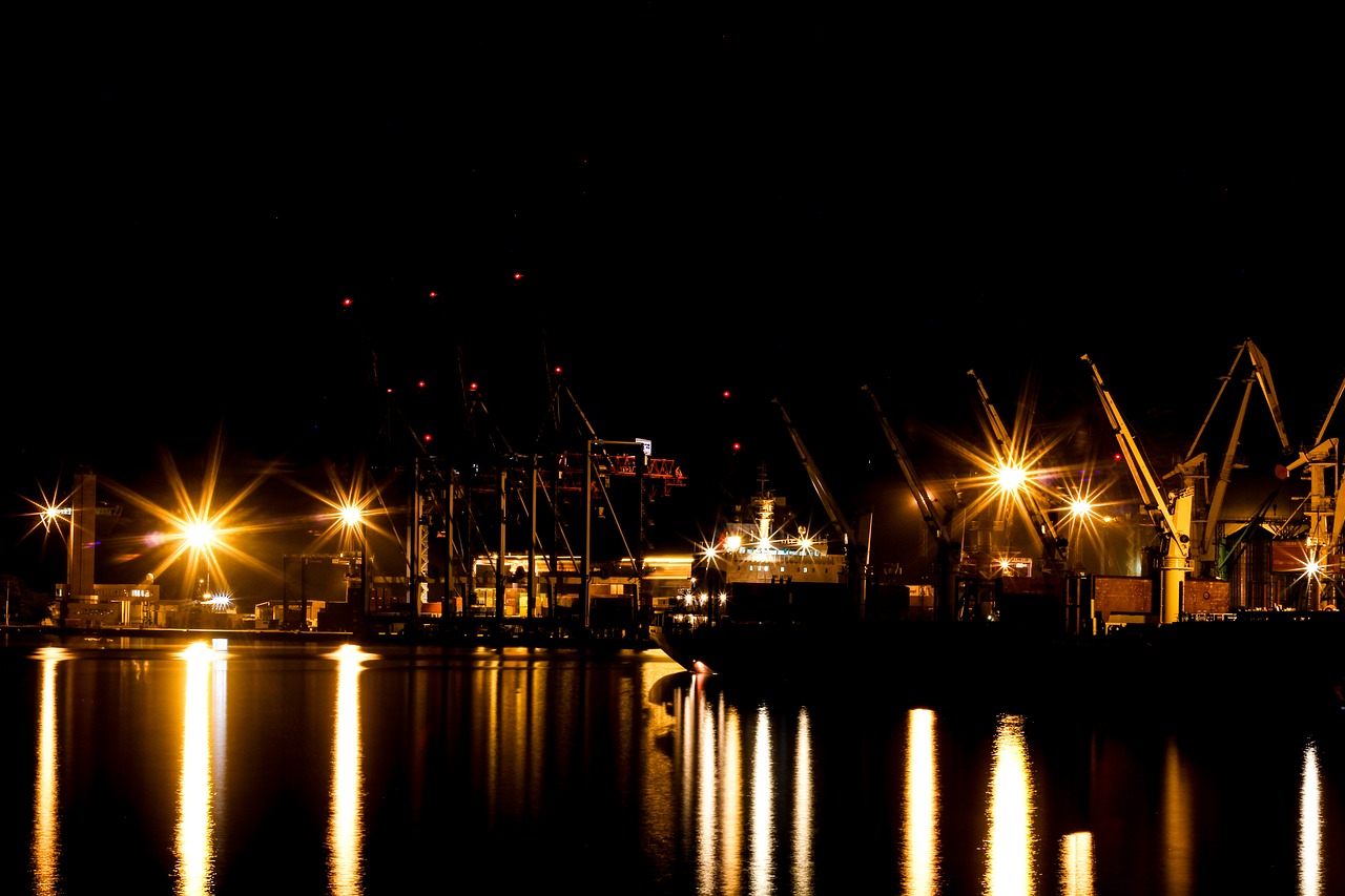 harbor light night free photo