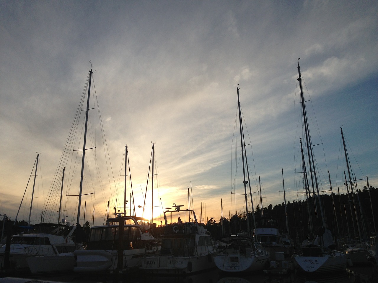 harbor boat sunset free photo