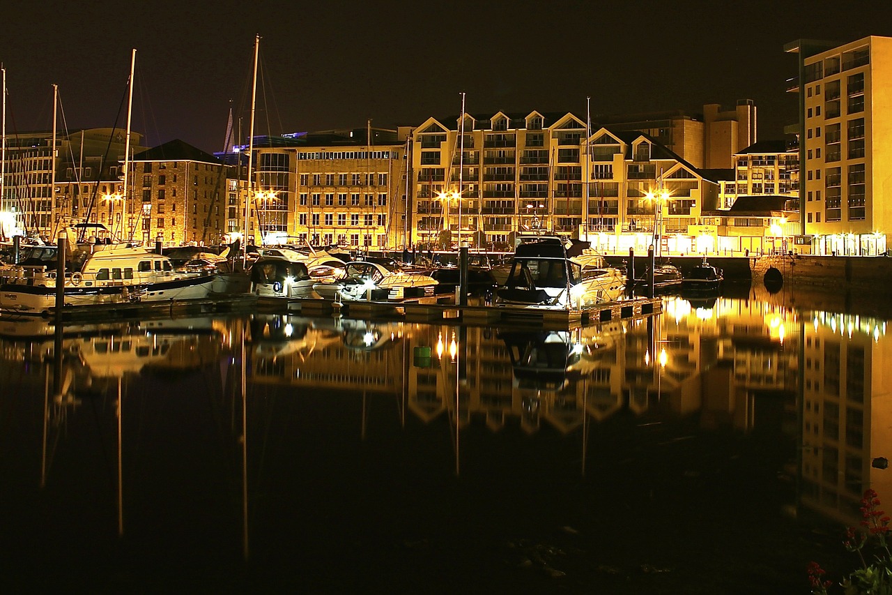 harbour night reflection free photo