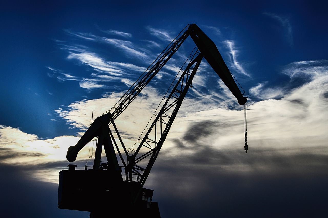 harbour crane sky clouds free photo