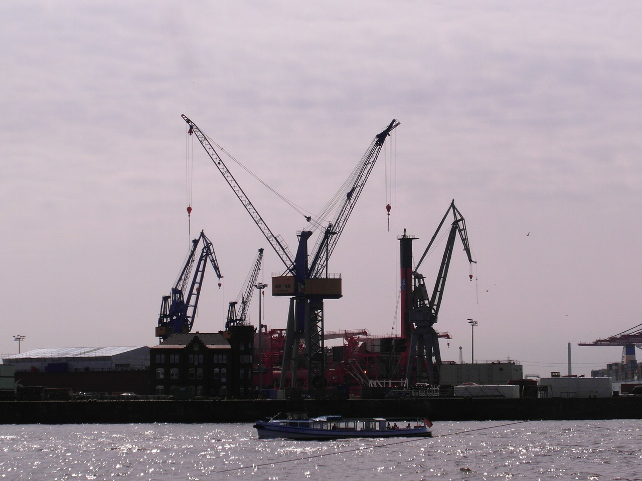 harbour cranes port hamburg free photo