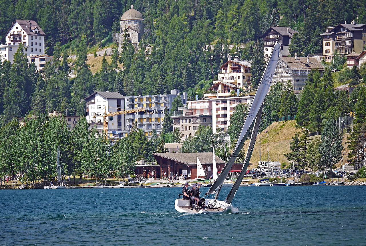 hard on the wind in front of st moritz regatta free photo