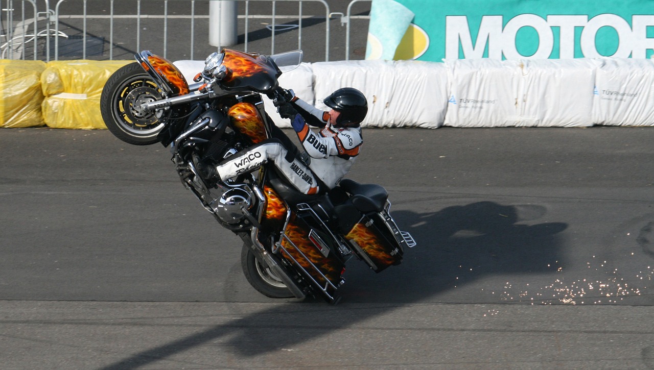 harley stunt weely motorcycle free photo