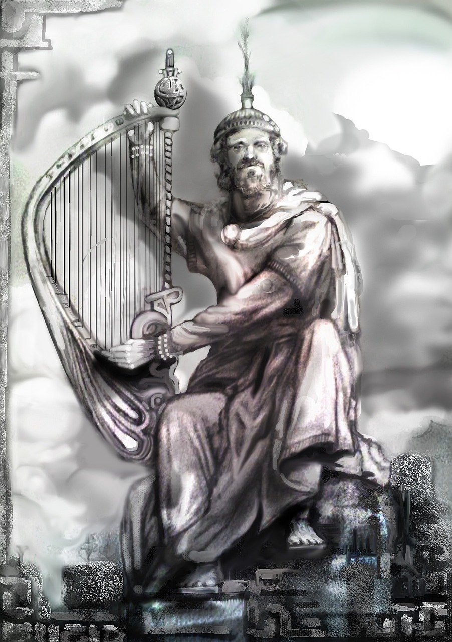 harp player ancient harp strings free photo