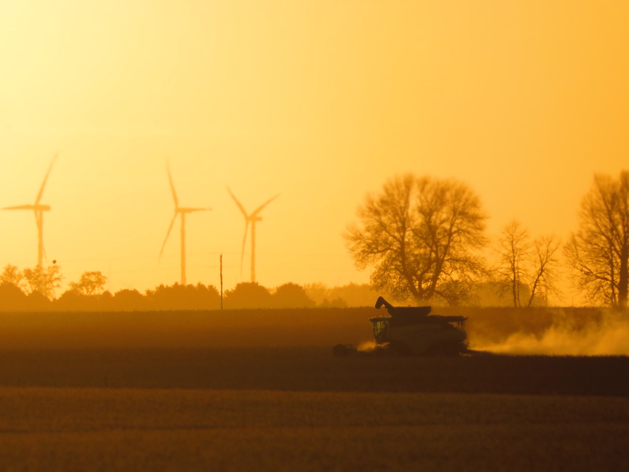 harvest  combine  windmill free photo