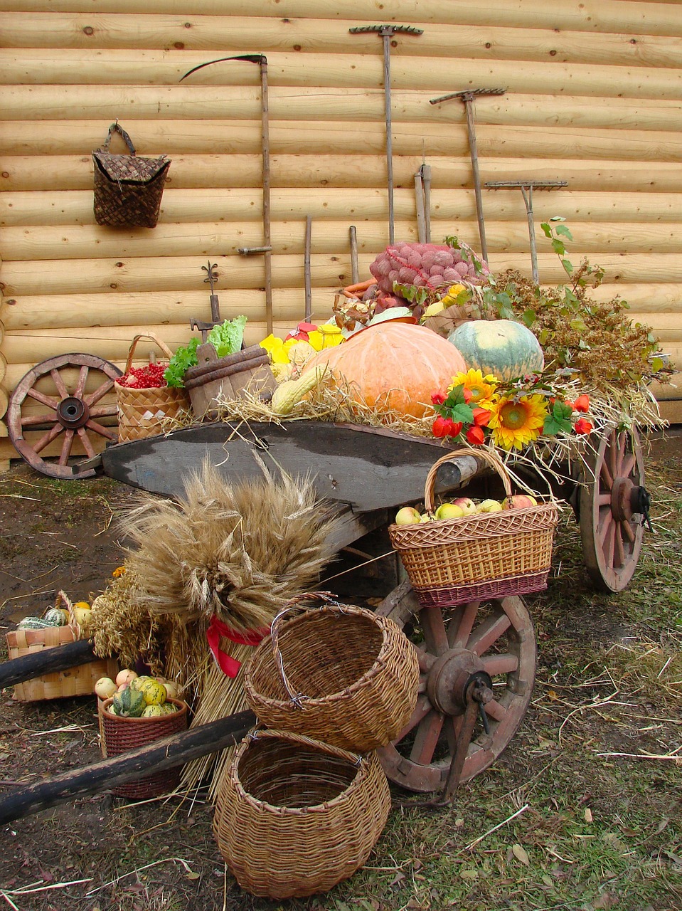 harvest produce cart wagon free photo