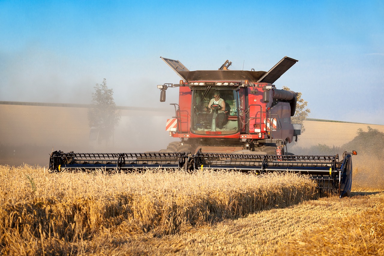 harvester wheat field free photo