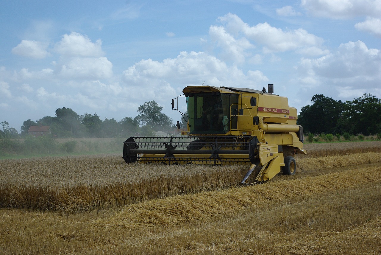 harvesting agriculture combine harvester free photo