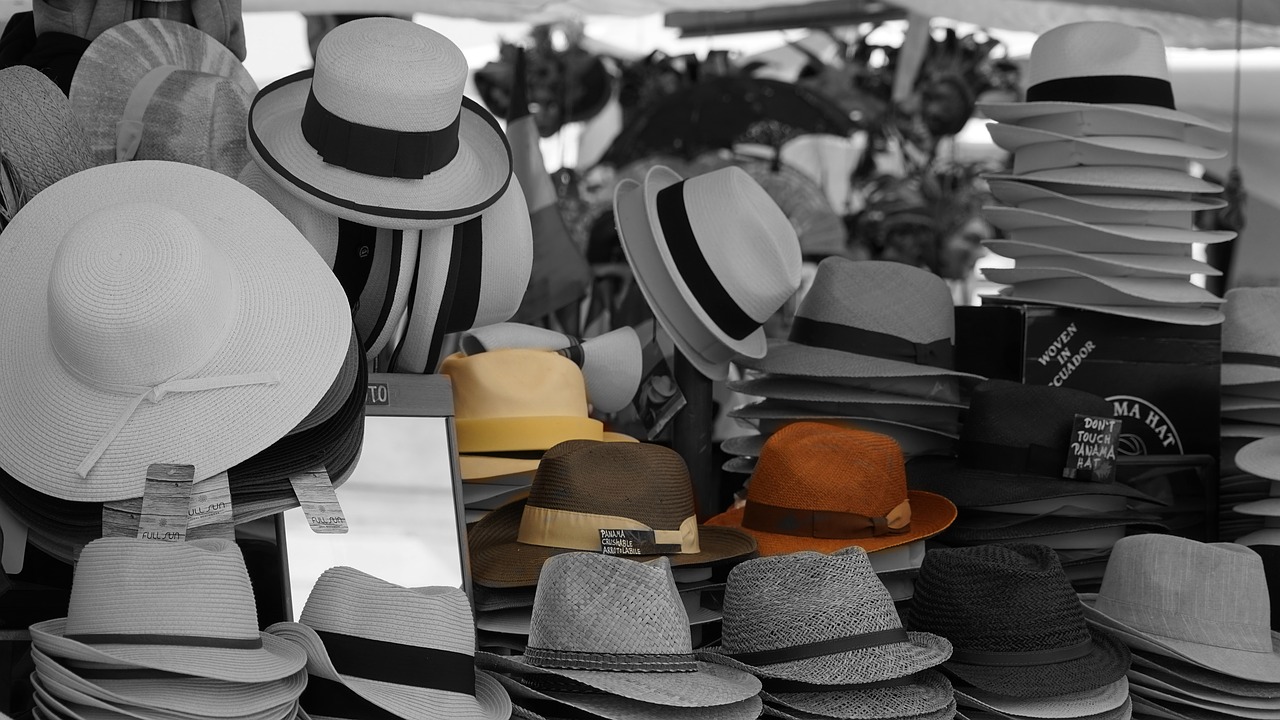 hats sales stand market stall free photo