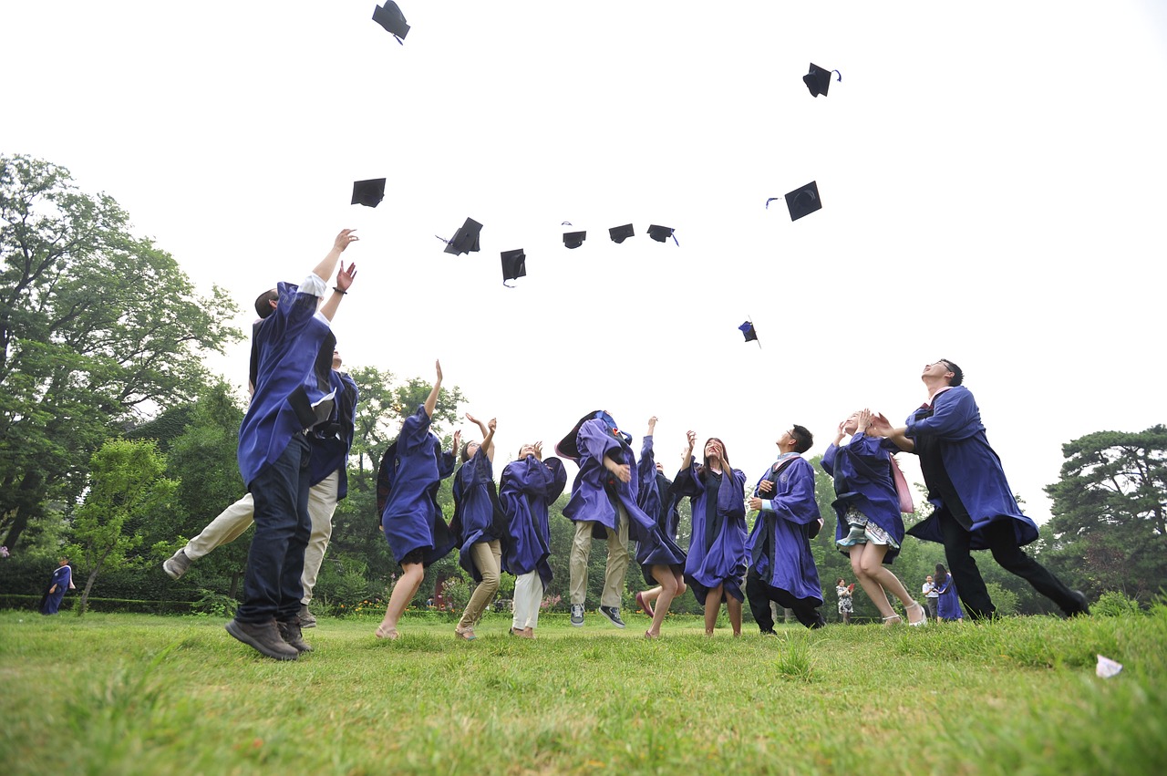 hats graduation jumping free photo