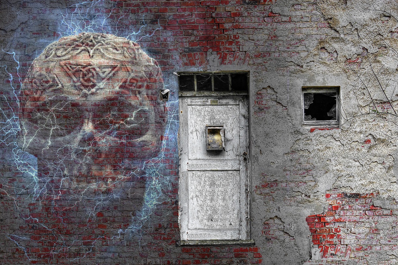 haunted house skull brick free photo
