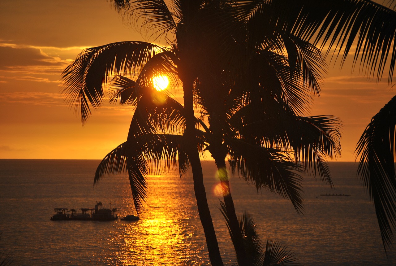 hawaii sunset ocean free photo