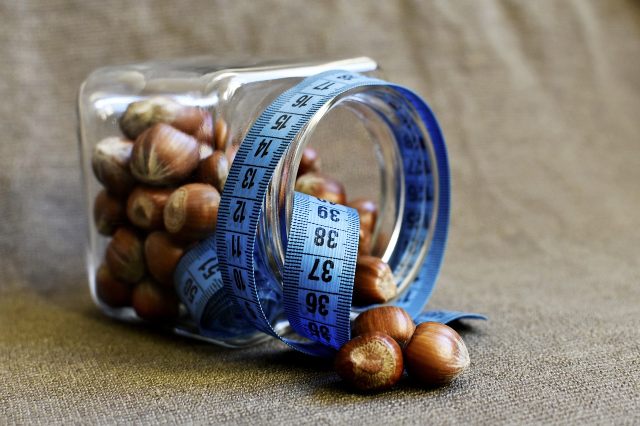 hazelnuts  measuring  weight loss free photo