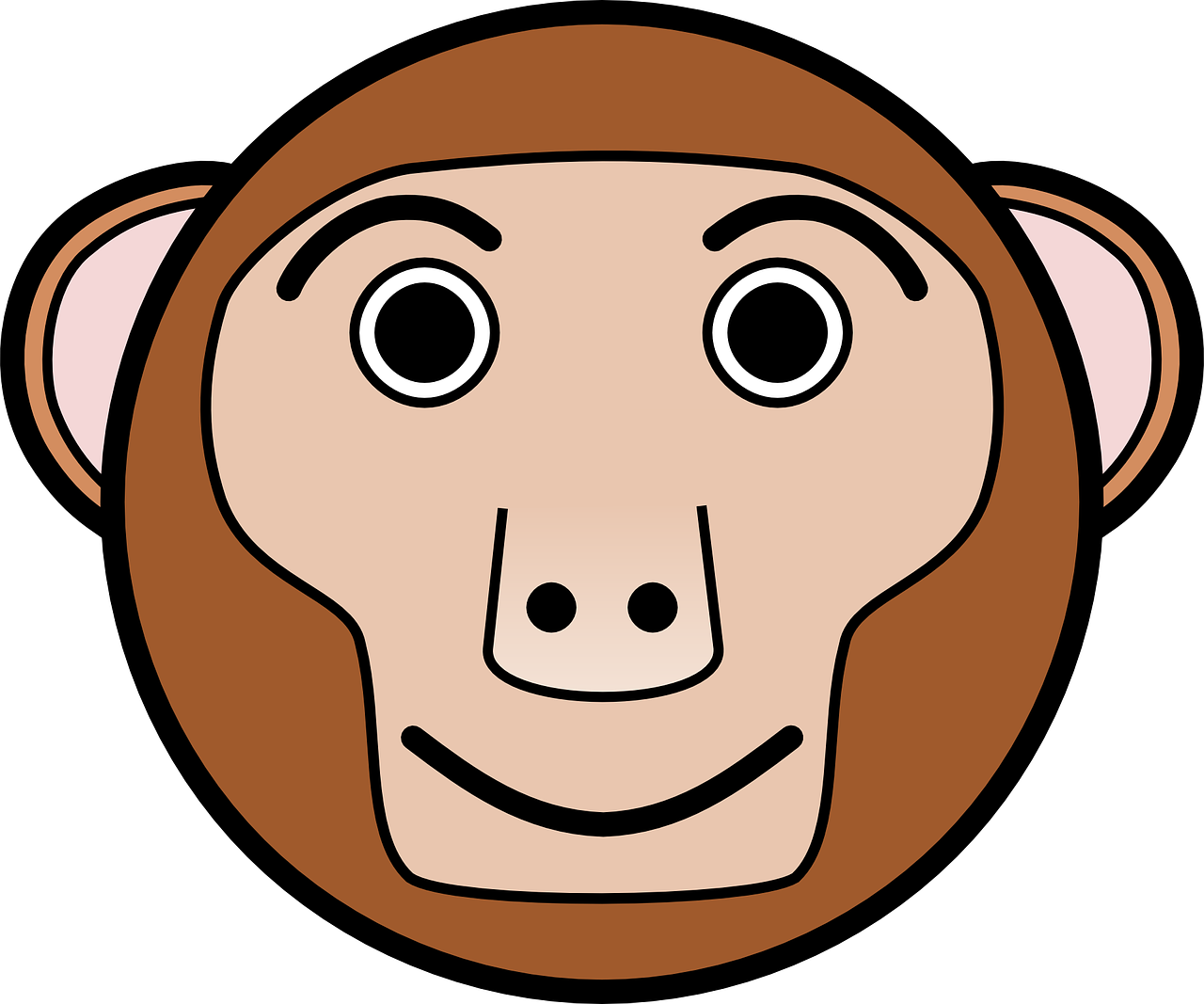 head,monkey,brown,circle,animal,smile,free vector graphics,free pictures, free photos, free images, royalty free, free illustrations, public domain