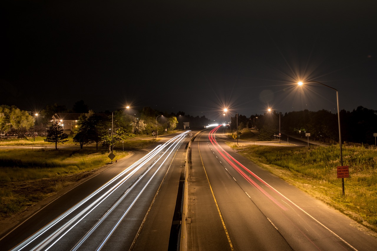 headlights roads night free photo