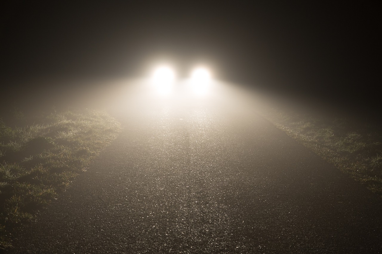 headlights fog night free photo