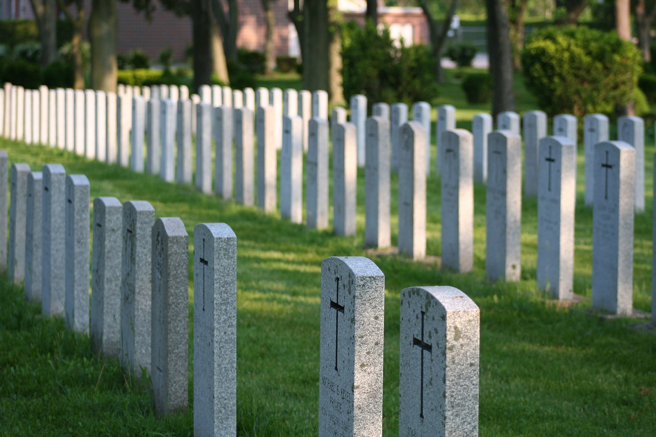 headstones rows graveyard free photo