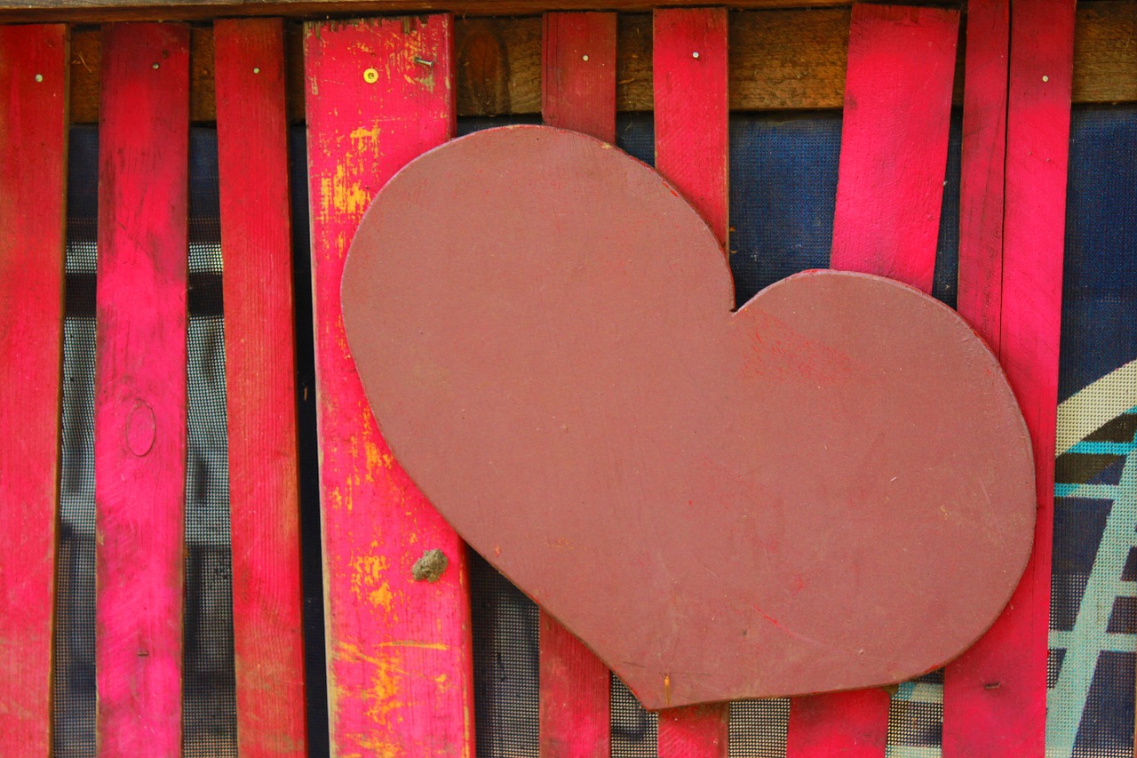 heart wooden slats wood free photo