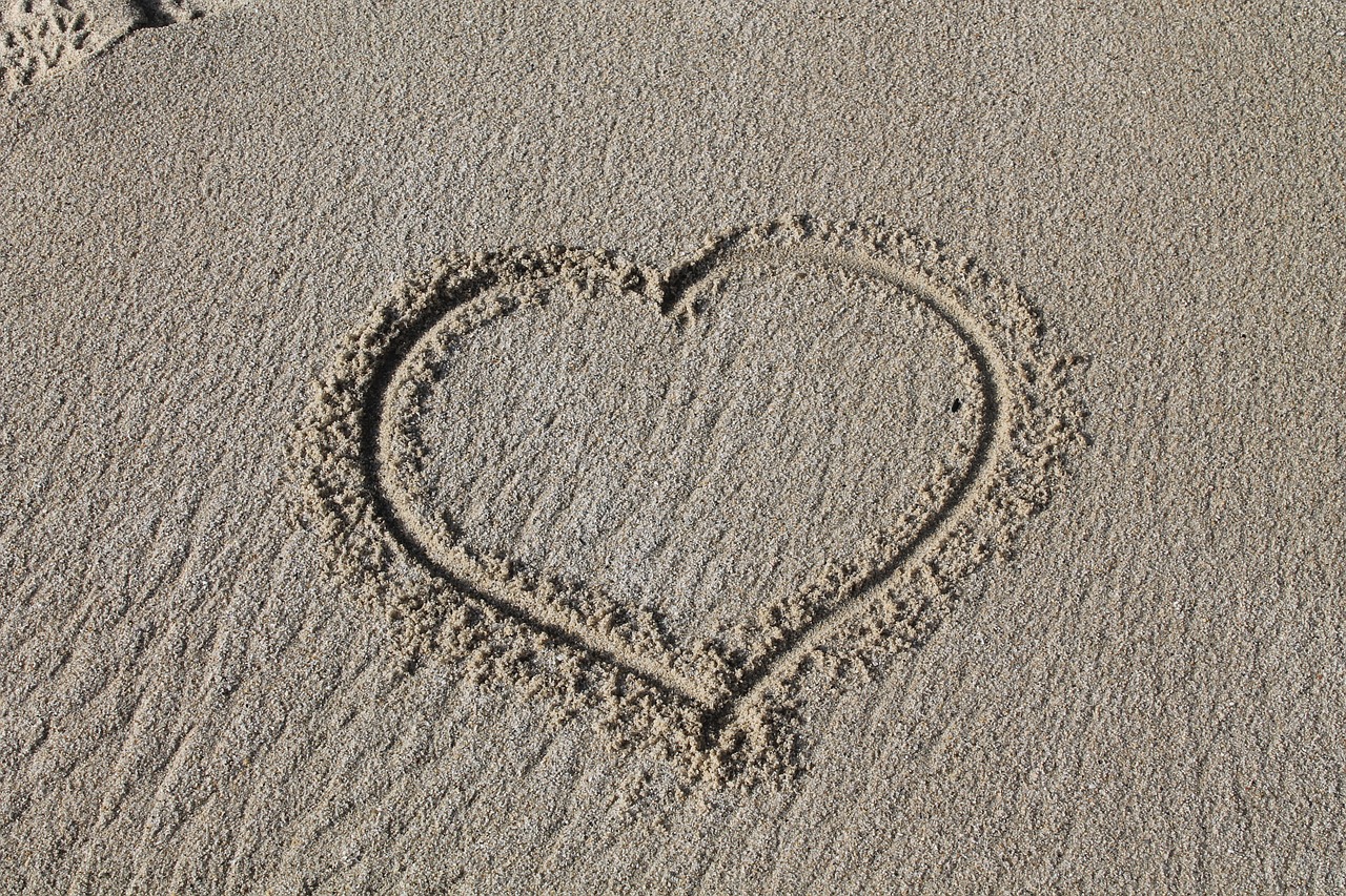 heart sand footprint free photo