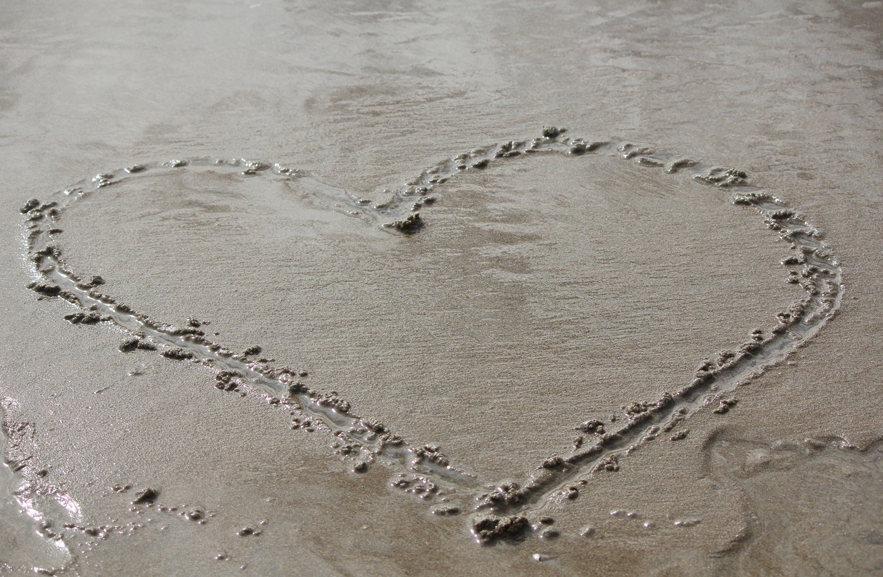 heart sand drawing love free photo