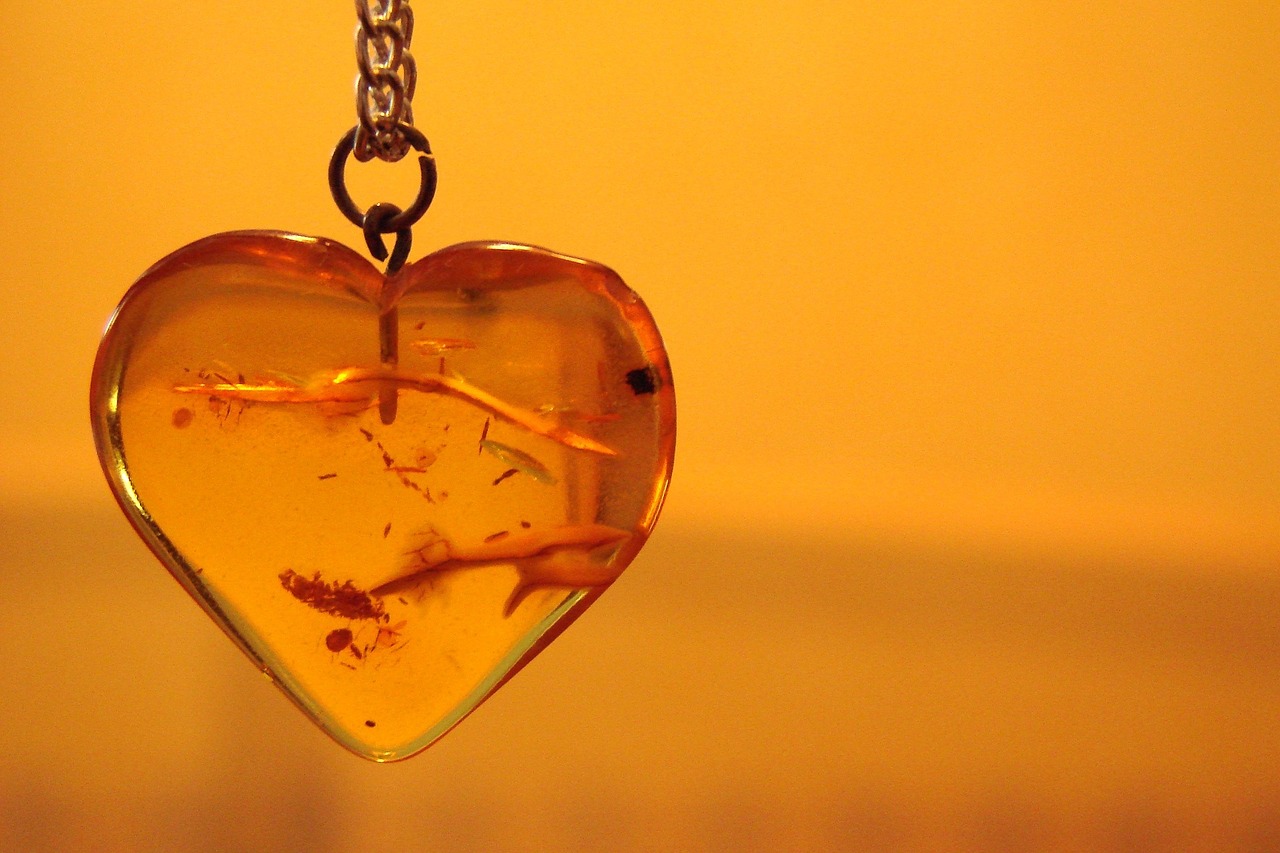 heart amber pendant free photo