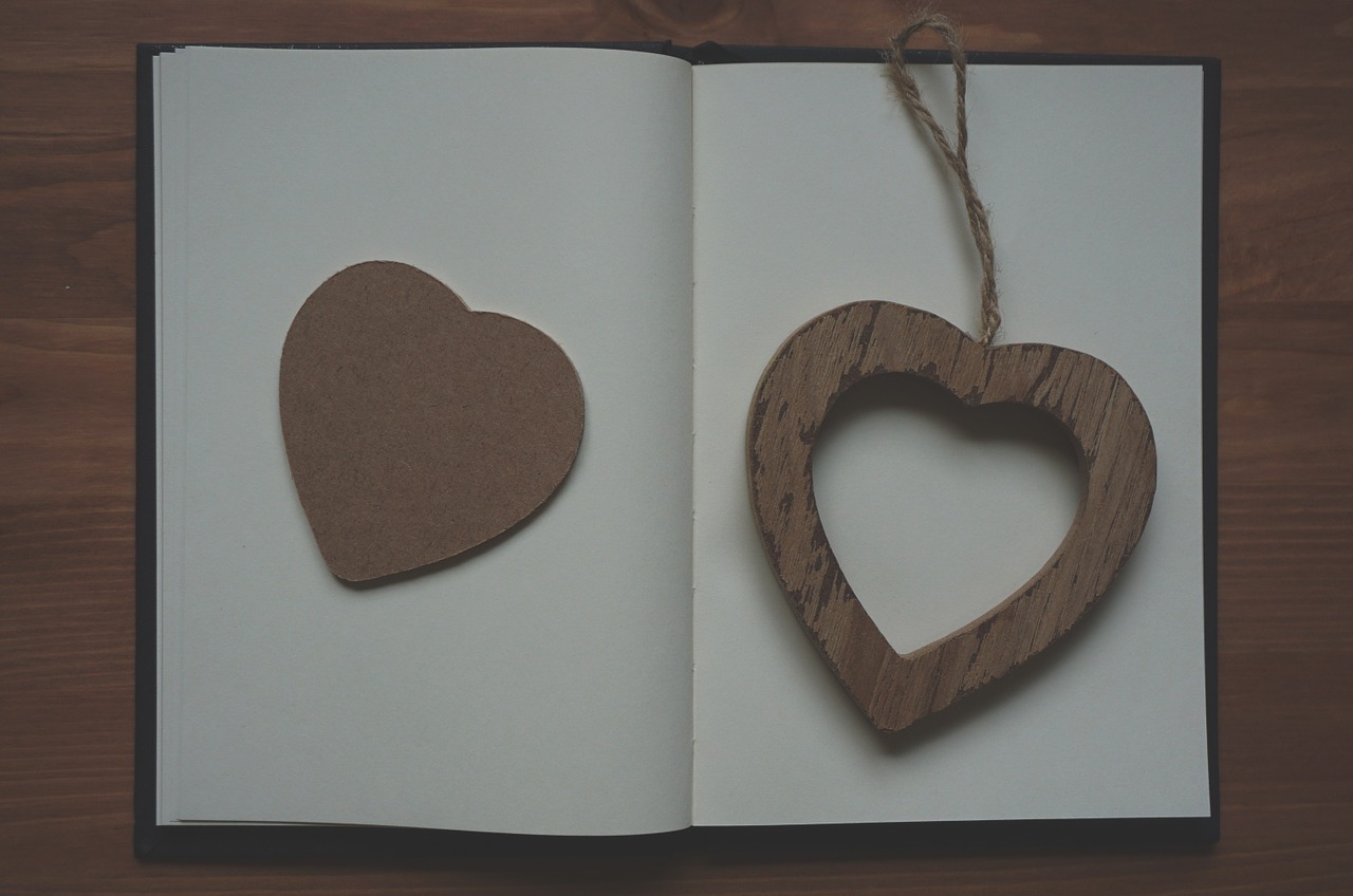 heart wooden notebook free photo