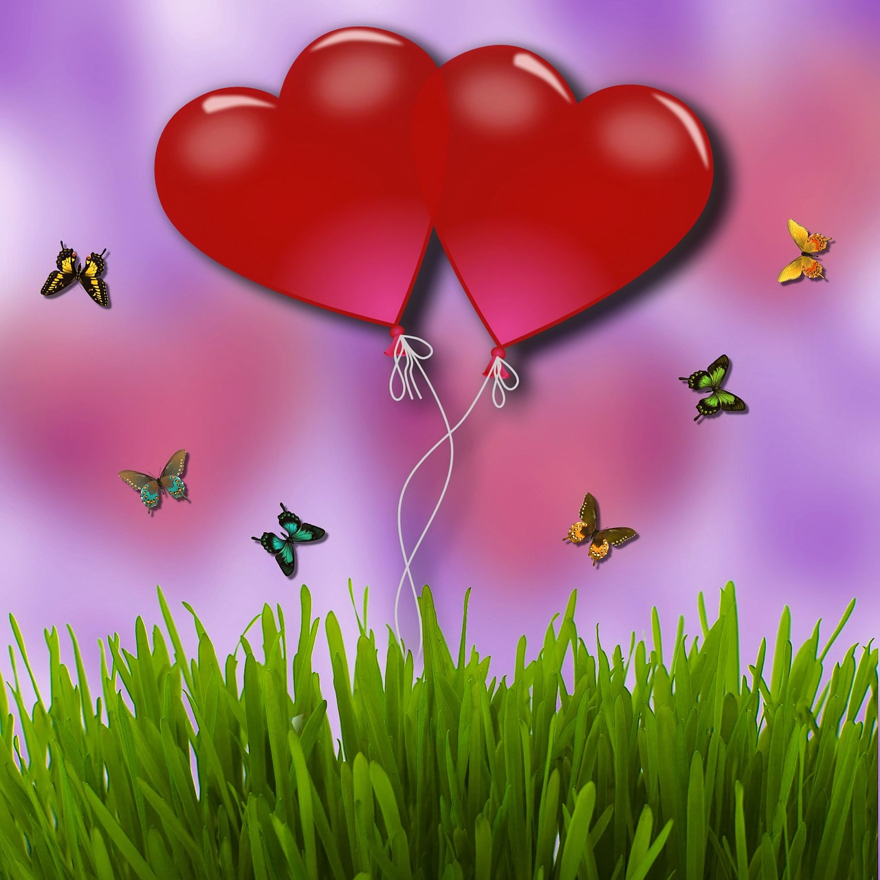 heart butterfly balloon free photo