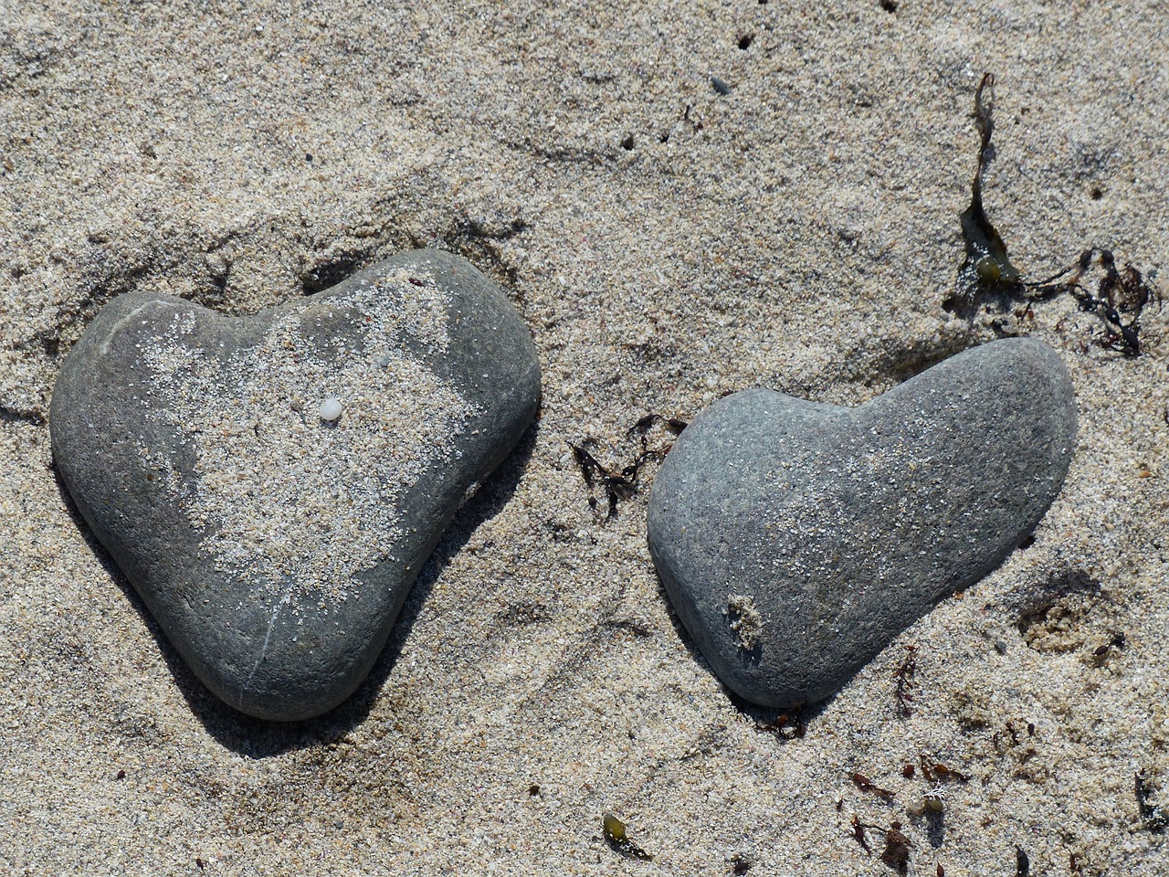 heart stones sand free photo