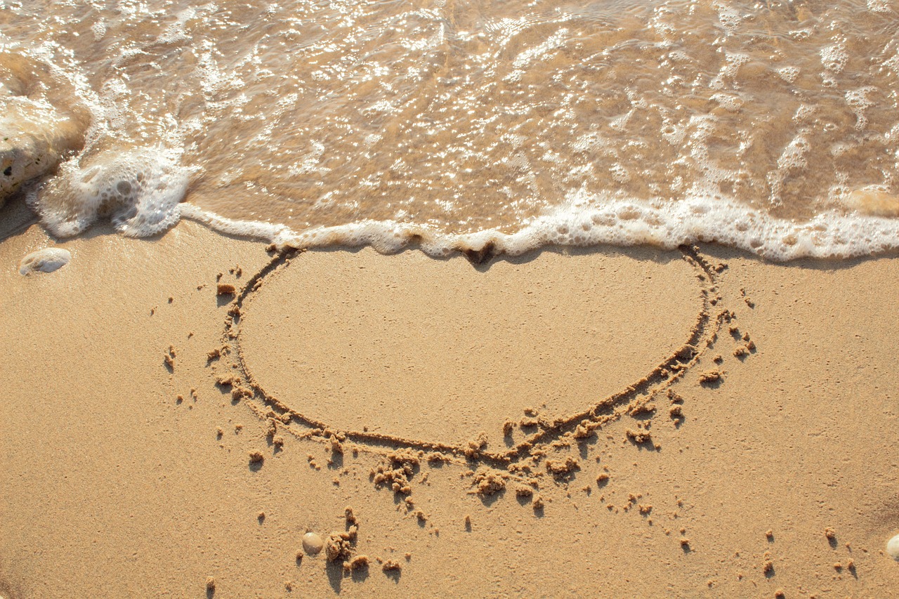 heart sand sea free photo