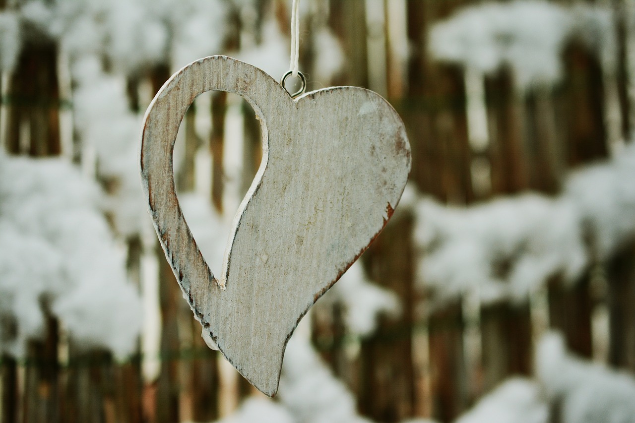 heart wooden heart winter free photo