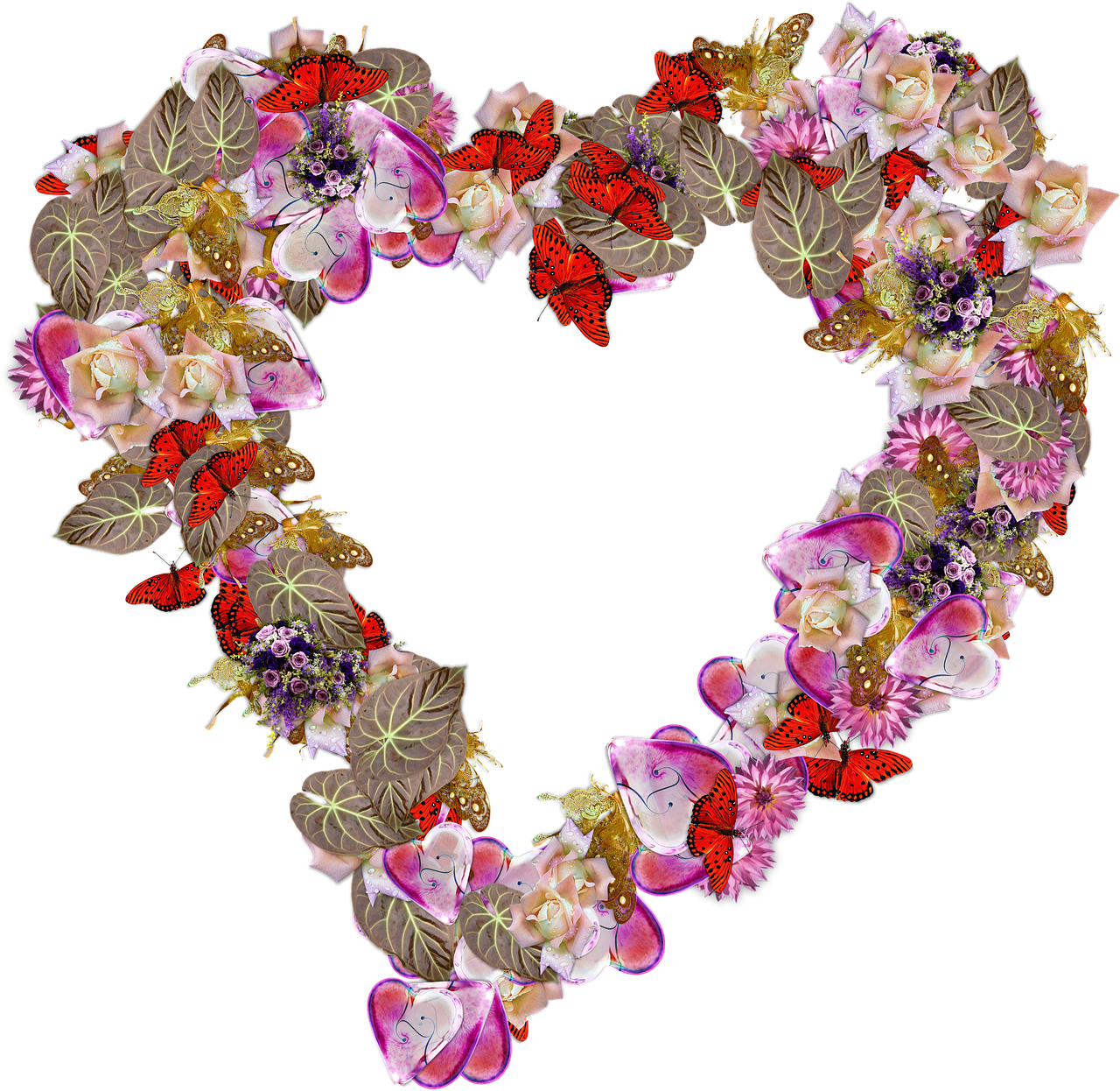 heart flowers png free photo