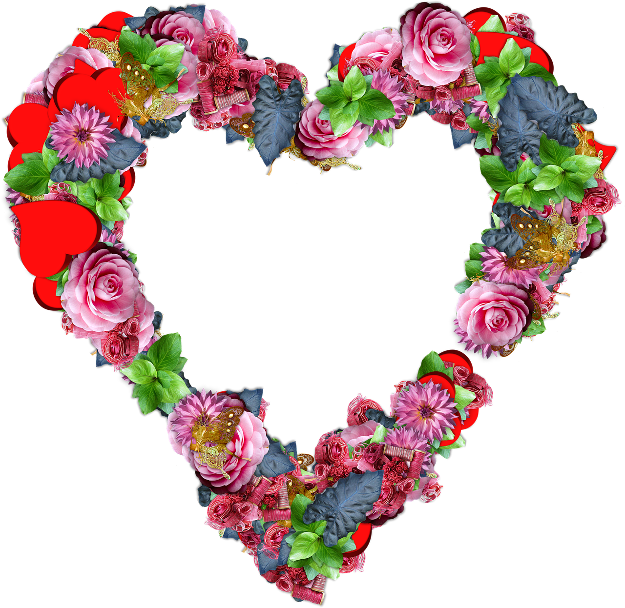 heart flowers png free photo