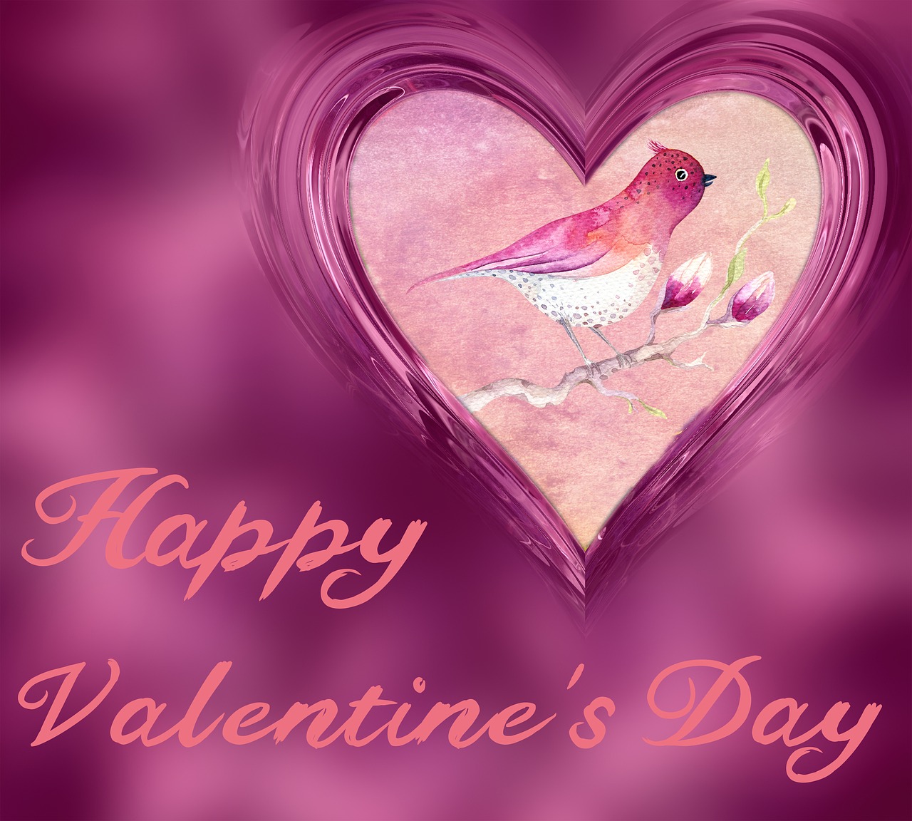 heart watercolor valentine card free photo