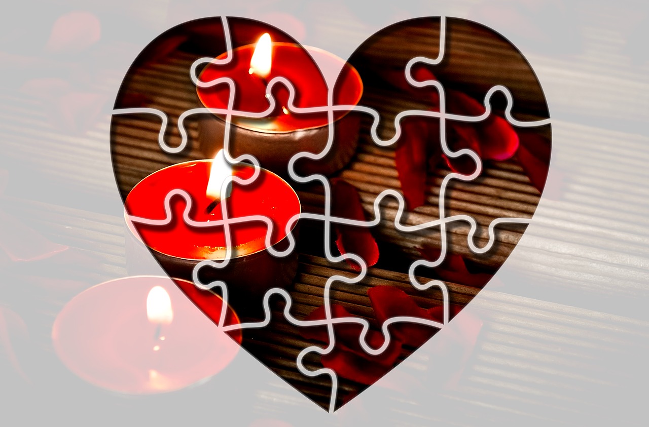 heart puzzle candles free photo