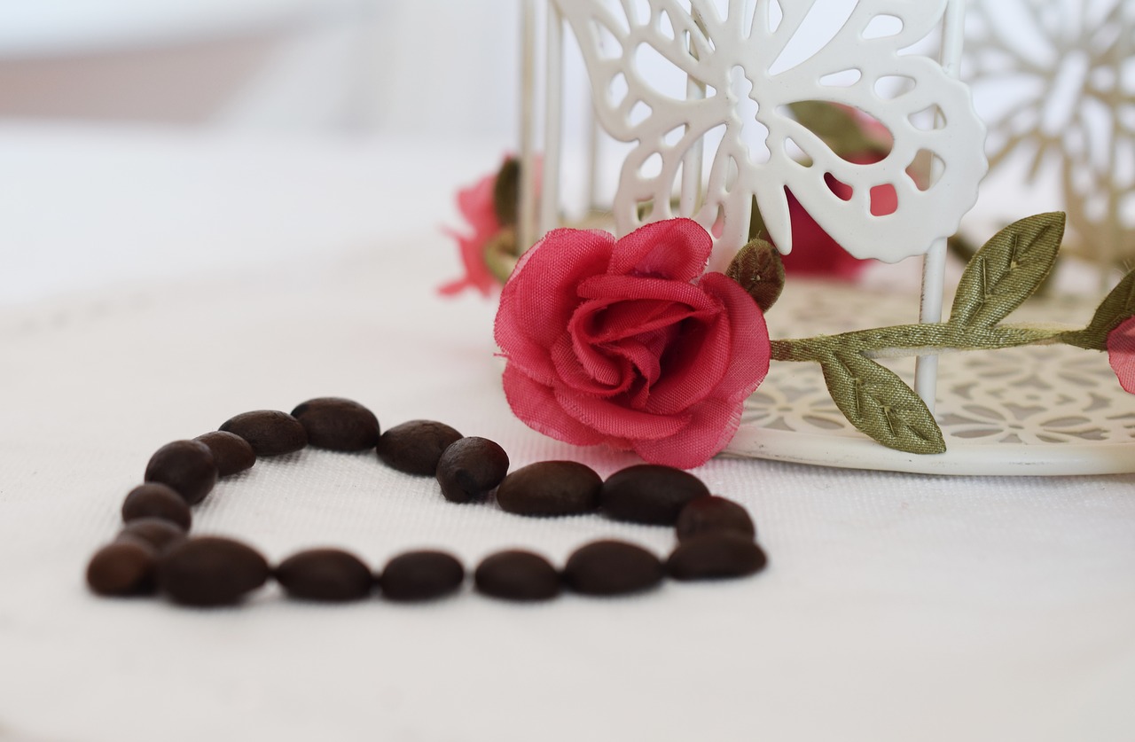 heart coffee beans wedding free photo