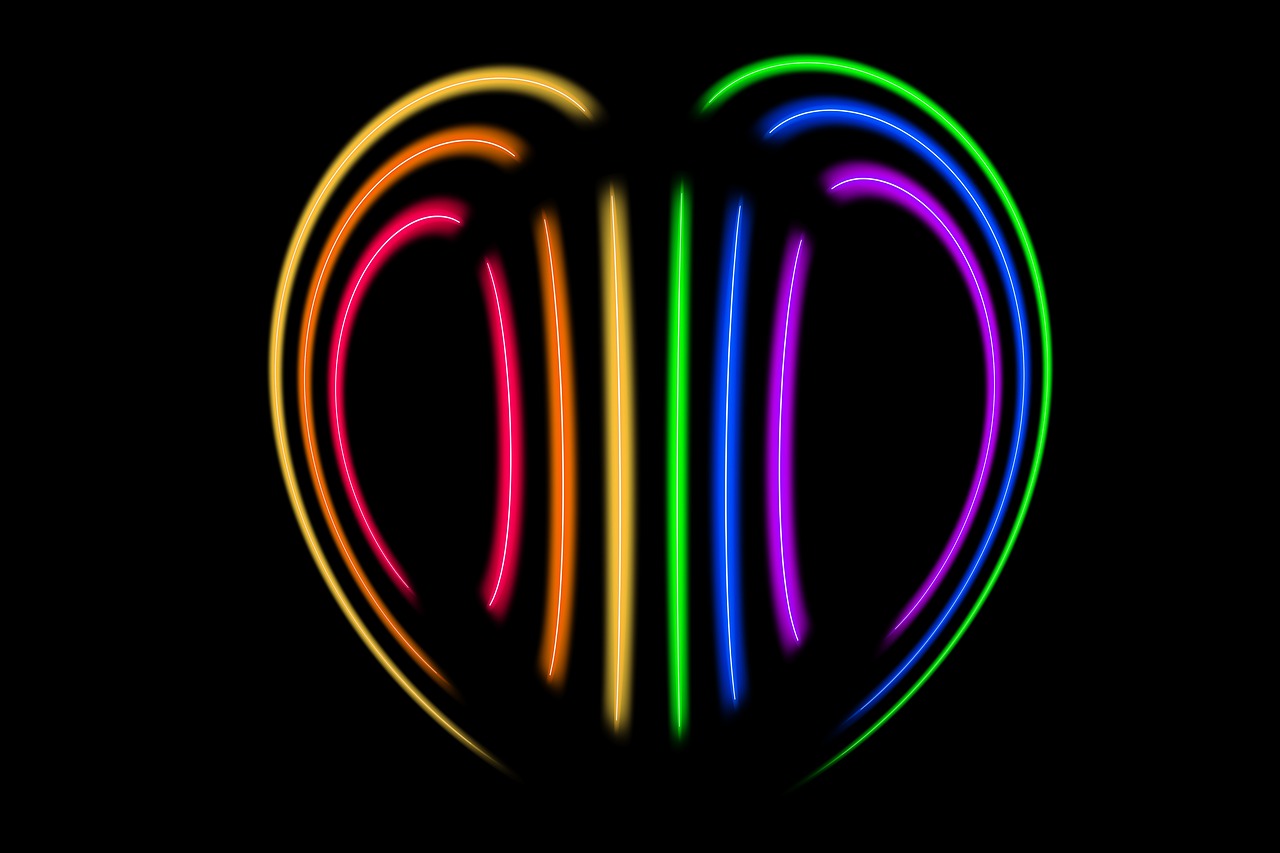 heart  neon  color free photo