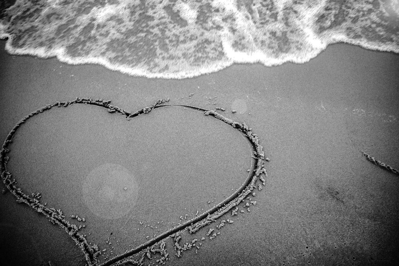 heart  sand  beach free photo